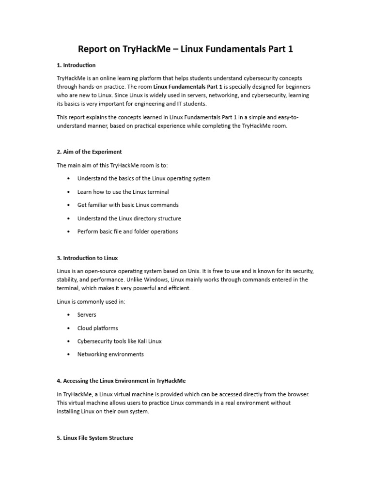 linux fundamental report | PDF | Directory (Computing) | Computer File