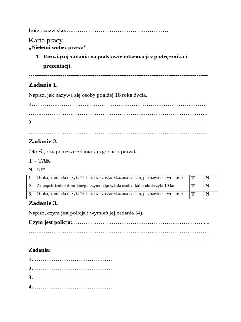 Karta Pracy Wos | PDF