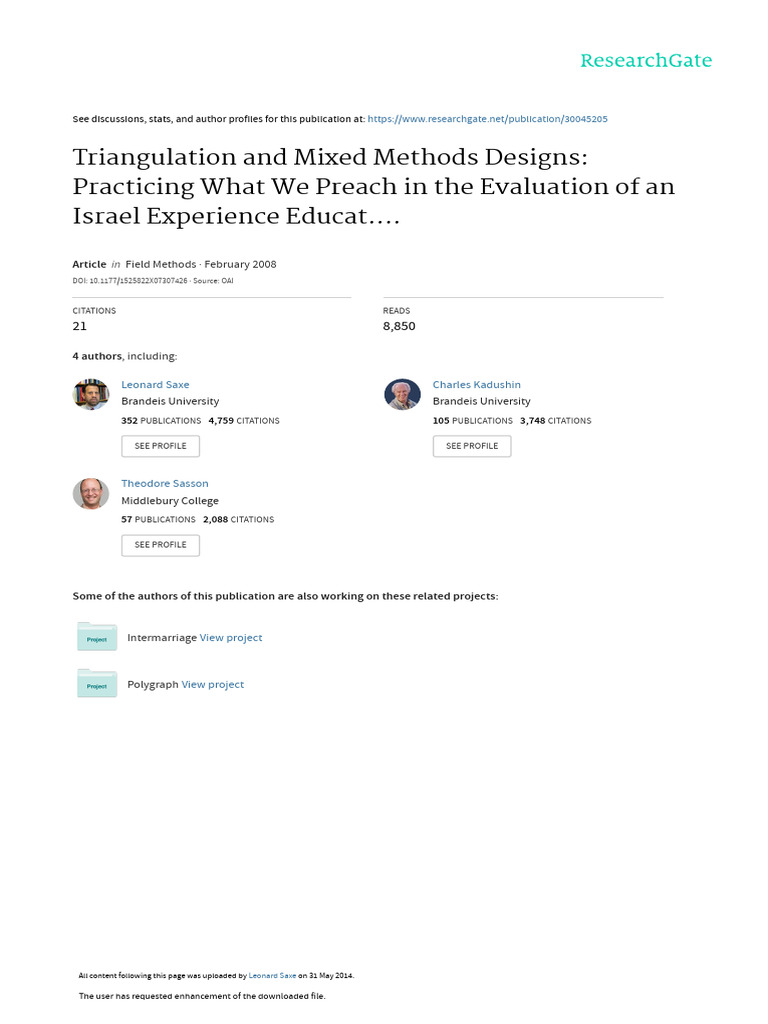 Triangulation and MixedMethods | PDF | Quantitative Research | Measurement