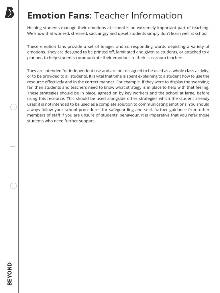 Teacher Information - Emotion Fans | PDF