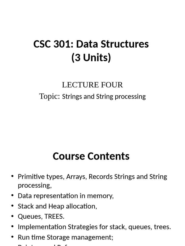 CSC 301 Lecture Four - DR Akinboro | PDF | String (Computer Science ...