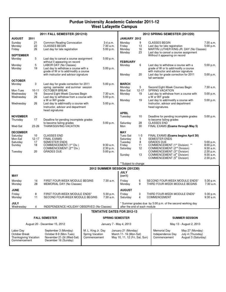 Purdue Academic Calendar 2023 2024 Printable Word Calendar