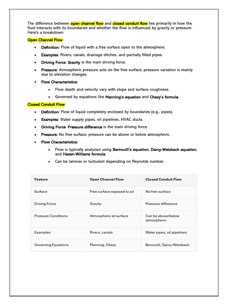 Open Channel & Closed Conduit Flow | PDF