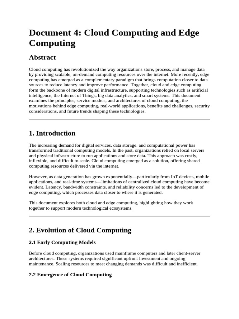 Cloud Computing and Edge Computing | PDF | Cloud Computing | Software ...
