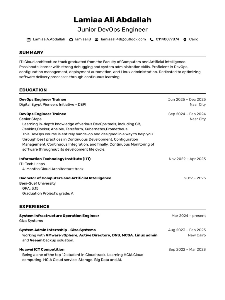 Lamiaa Ali Abdallah DevOps Resume | PDF | Cloud Computing | Computing