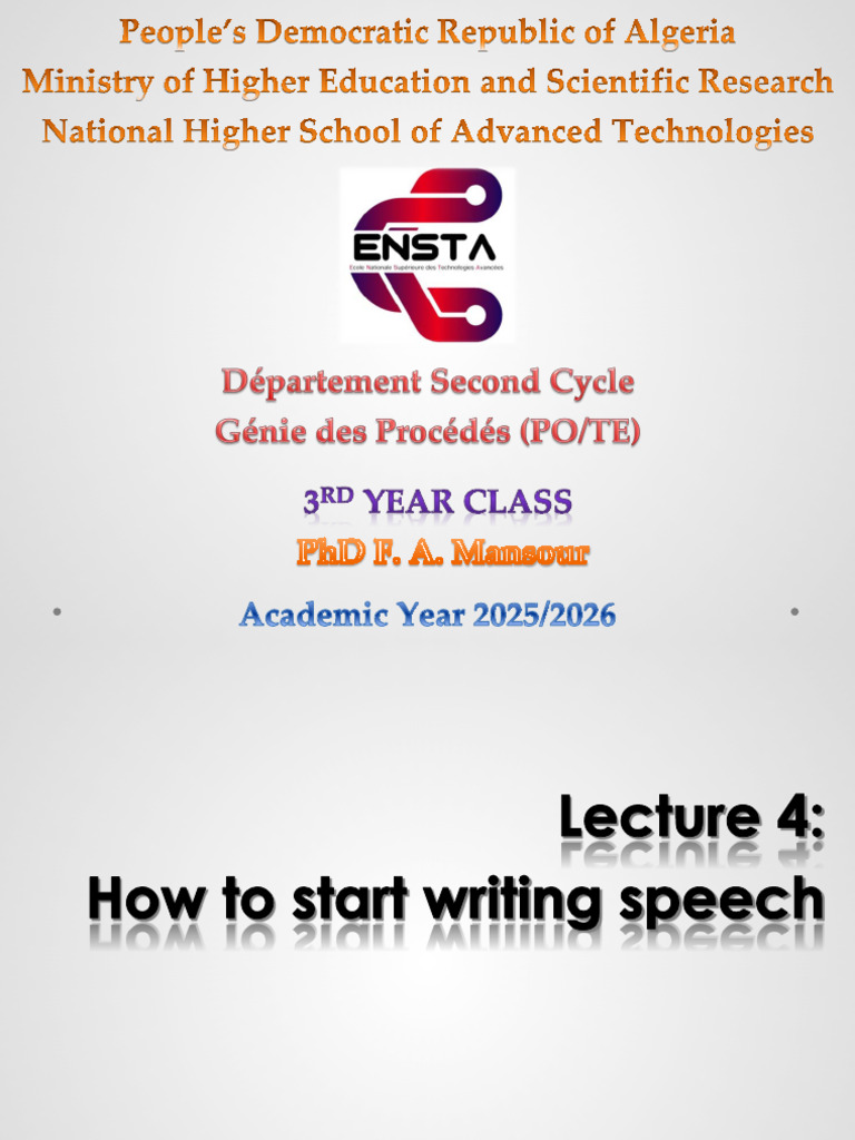 3ndyear Unit 1 Lecture 5 | PDF | Foreign Language | Public Speaking