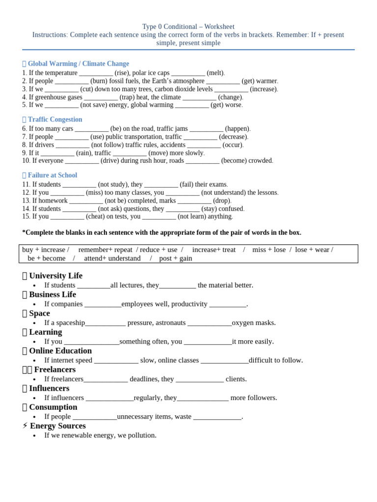 If Clauses With Key | PDF | Climate Change | Sustainable Energy
