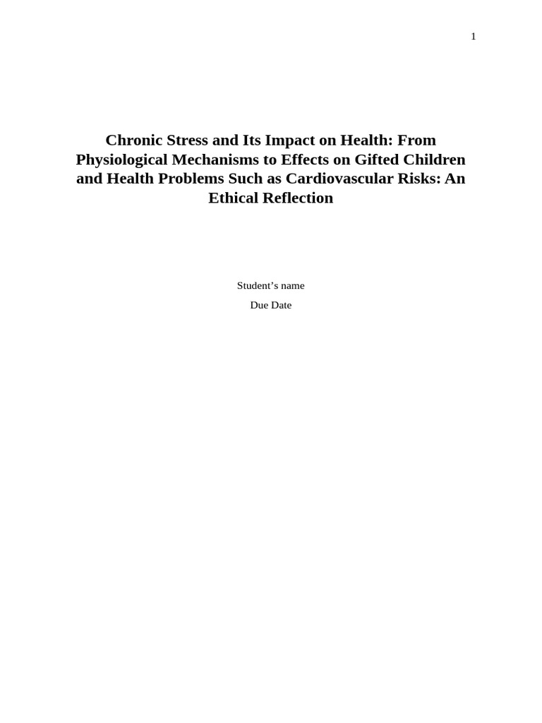 Chronic Stress and Its Impact On Health | PDF | Stress (Biology ...