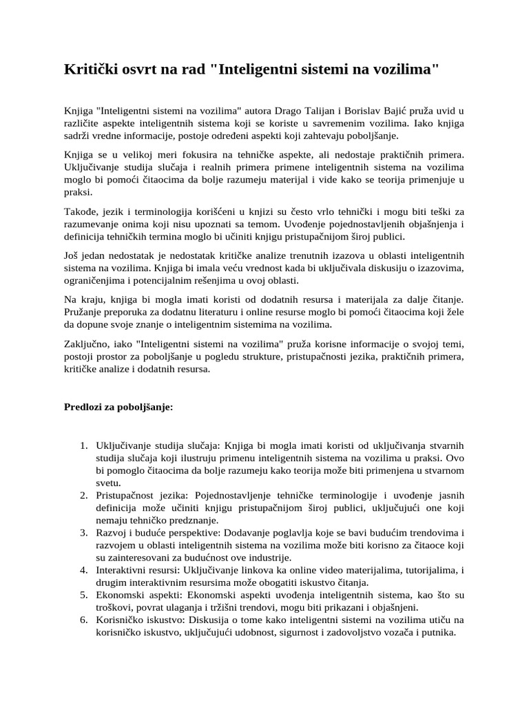 Kritička Analiza Na Rad | PDF