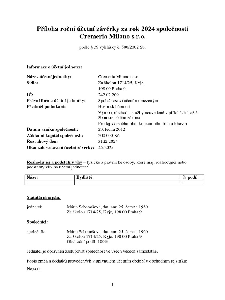 Priloha Rocni Ucetni Zaverky 2024 | PDF