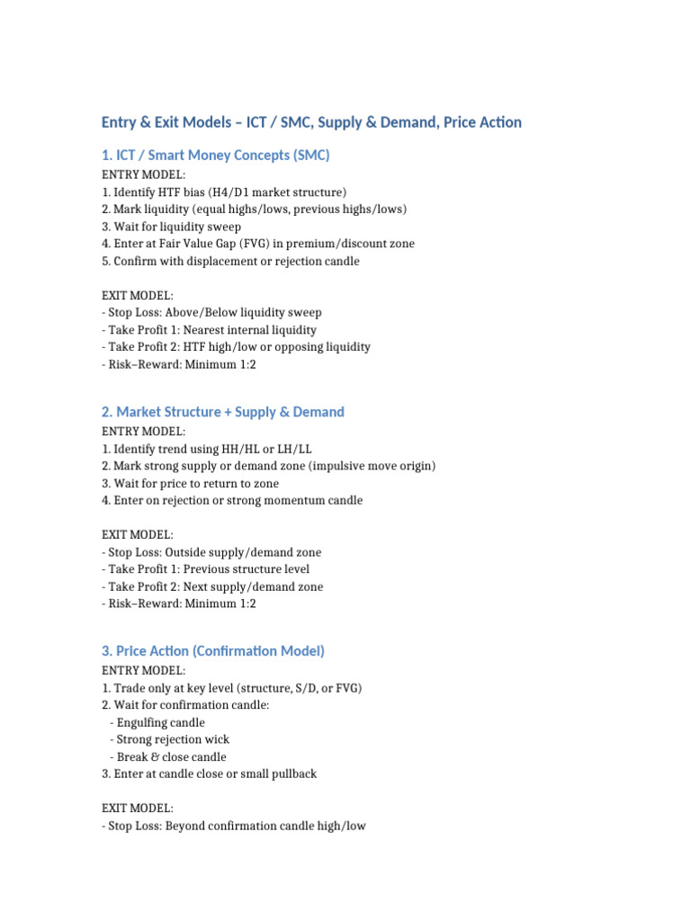 Entry and Exit Models Trading Strategies | PDF