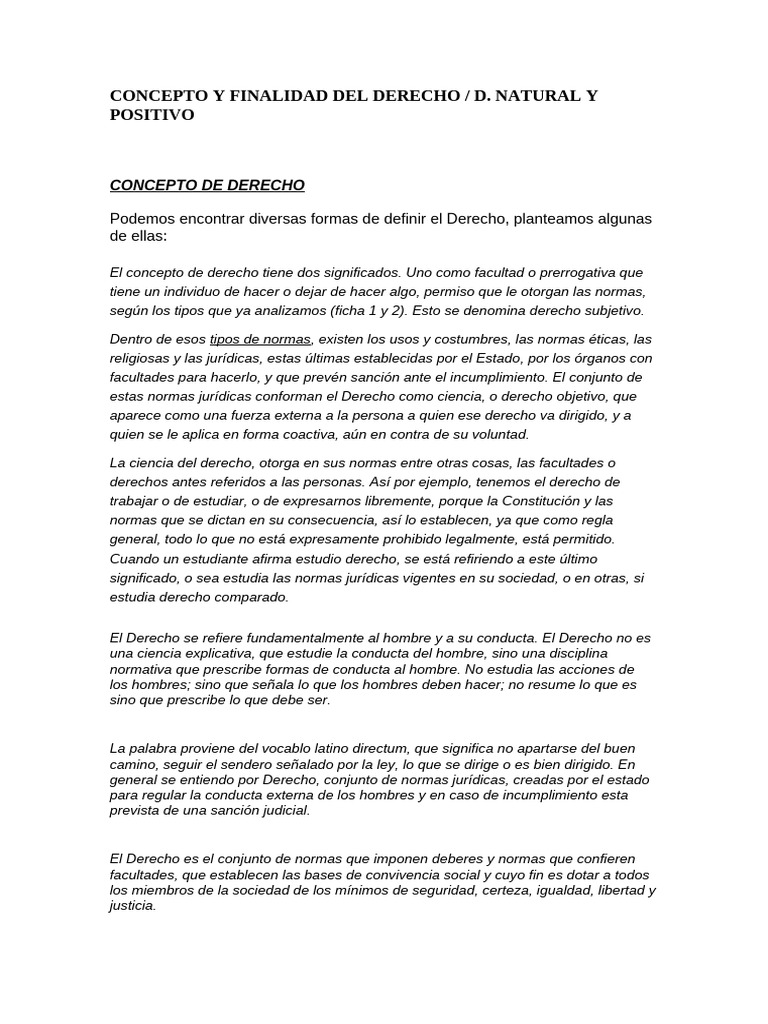 Concepto y Finalidad Del Derecho | PDF | La Ley natural | Estado (política)
