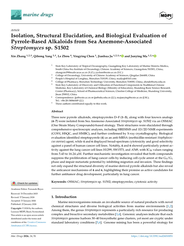 Isolation, Structural Elucidation, And Biological Evaluation of Pyrrole ...