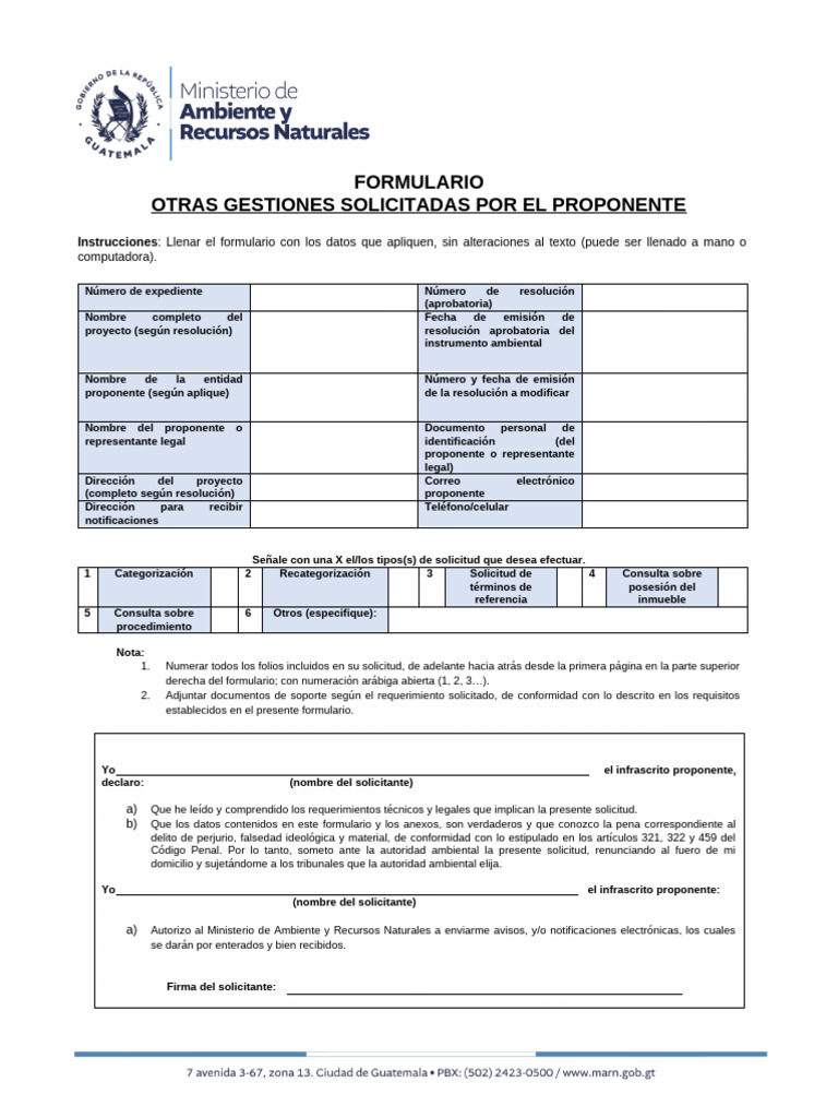 Otras Gestiones Solicitadas Por El Proponente | PDF