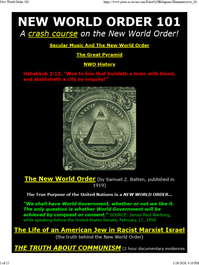 New World Order 101 | PDF | Serpents In The Bible