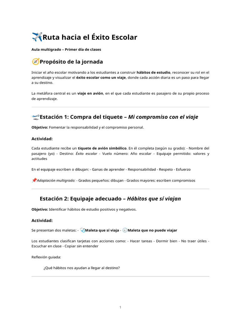 Ruta Hacia El Éxito Escolar – Viaje de Aprendizaje | PDF | Salón de ...