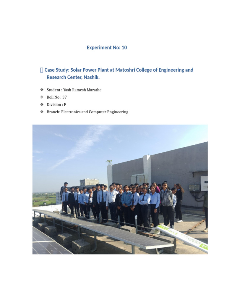 Solar Power Plant Case Study | PDF | Solar Power | Renewable Energy