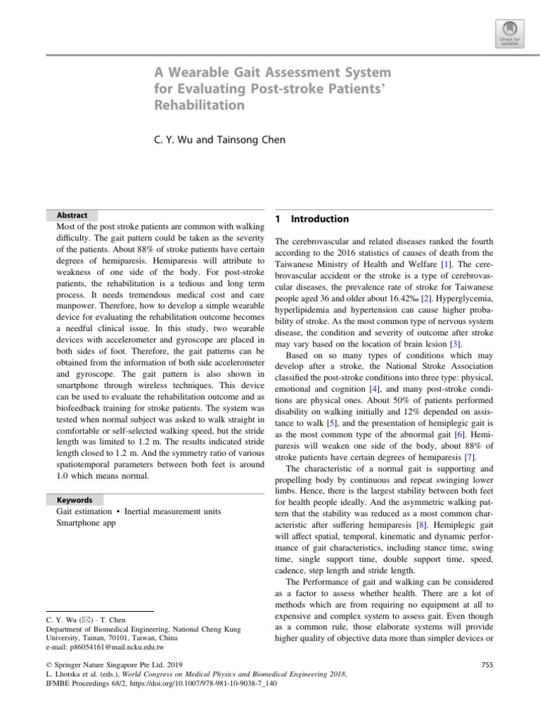 A Wearable Gait Assessment System For Evaluating Post-Stroke Patients ...