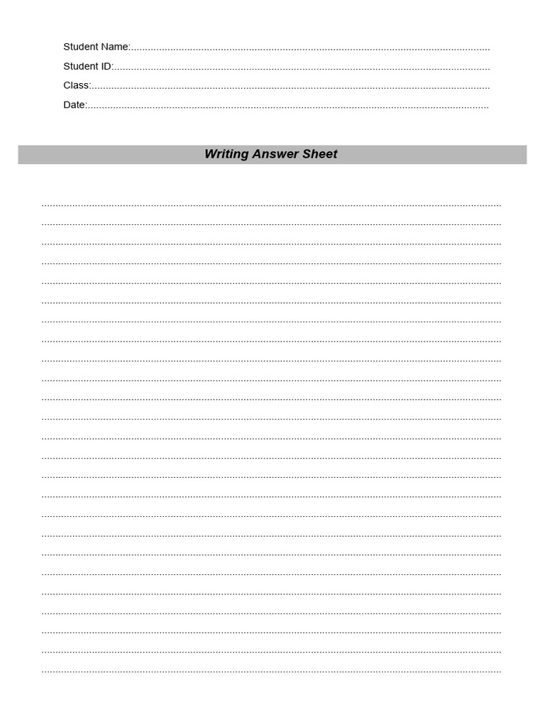 Writing Answer Sheet PDF | PDF