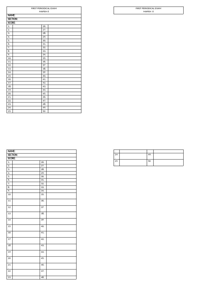 Answer Sheet | PDF