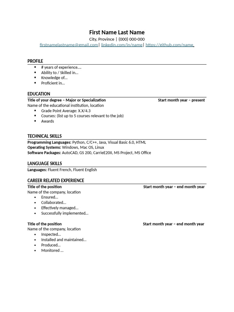 Resume Template en Caps | PDF