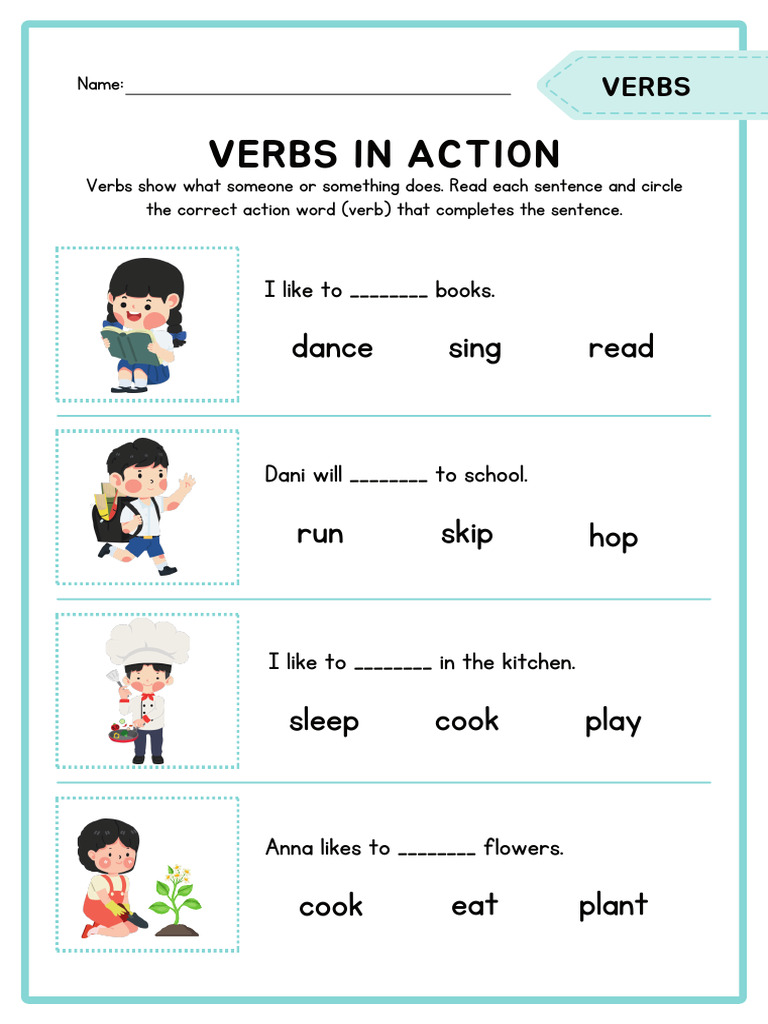 Verbs English Grammar Worksheet | PDF