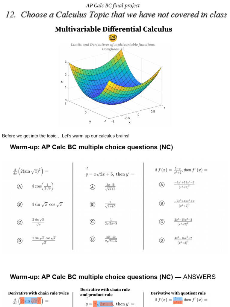 Basics of Multivariable Calc | PDF | Derivative | Function (Mathematics)