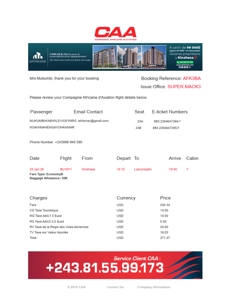 Your CAA Booking Reference AFK3BA | PDF | Civil Aviation | Aviation