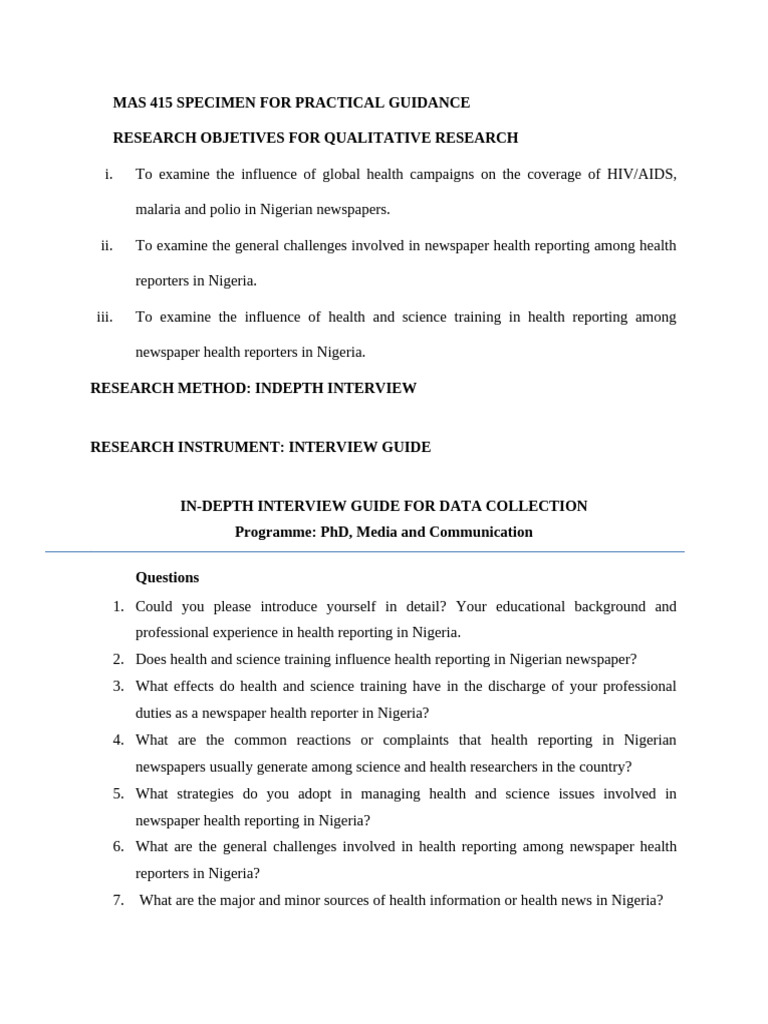 Mas 415 Specimen for Practical Guidance | PDF | Science | Nigeria