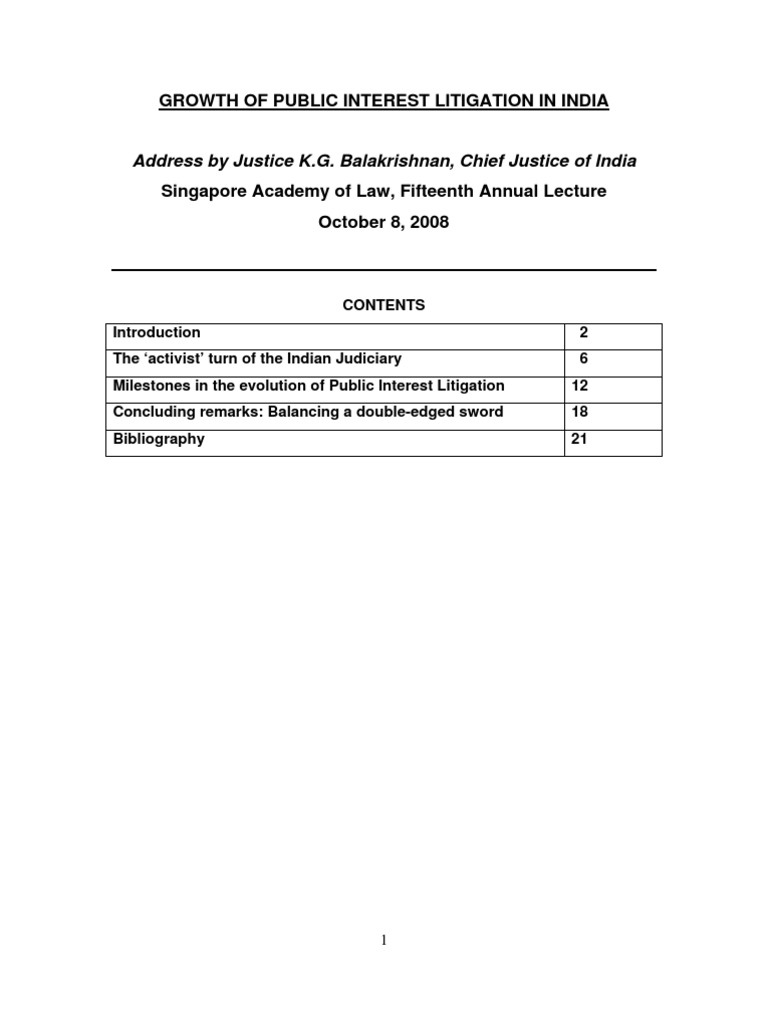 Growth of Public Interest Litigation | PDF | Judiciaries | United ...