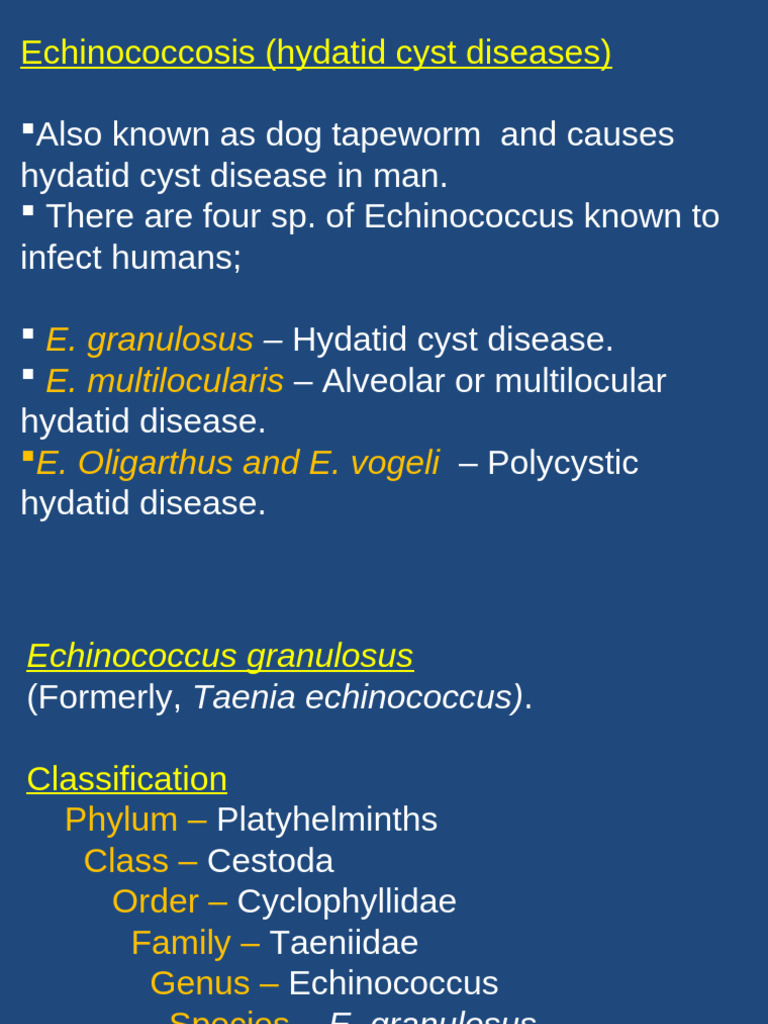 Echinococcus Granulosus, - Mbbs 2022 | PDF | Medical Specialties