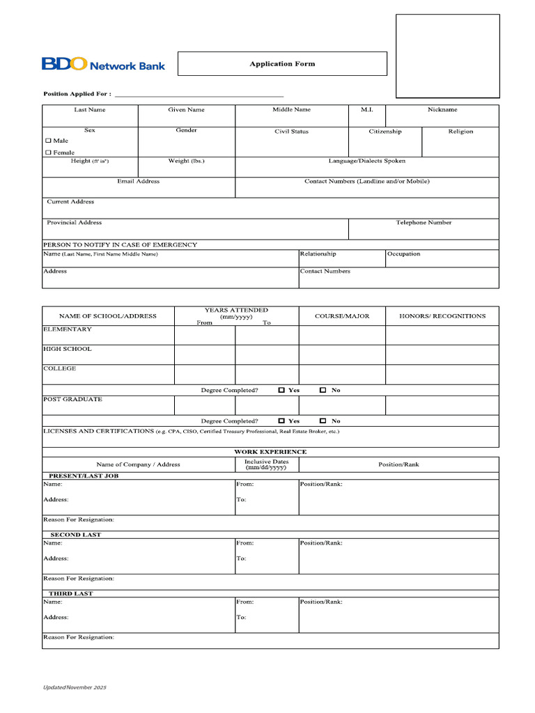 BDONB Employment Application Form | PDF | Employment | Justice