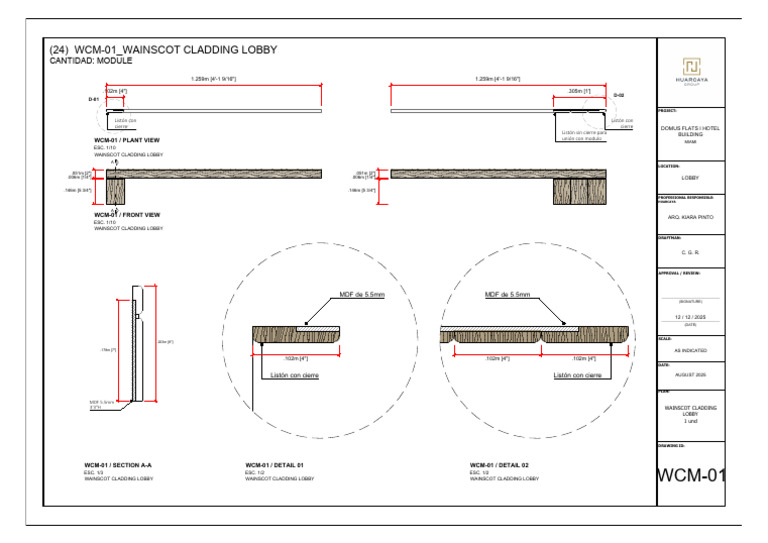 Wcm-01 Wainscot Cladding Lobby Adicional | PDF