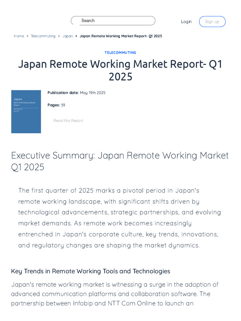 Japan Remote Working Market Report- Q1 2025 | PDF | Japan | Infrastructure