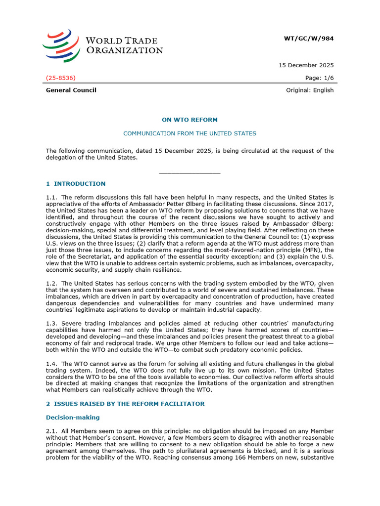 W984-1 | PDF | Most Favoured Nation | World Trade Organization