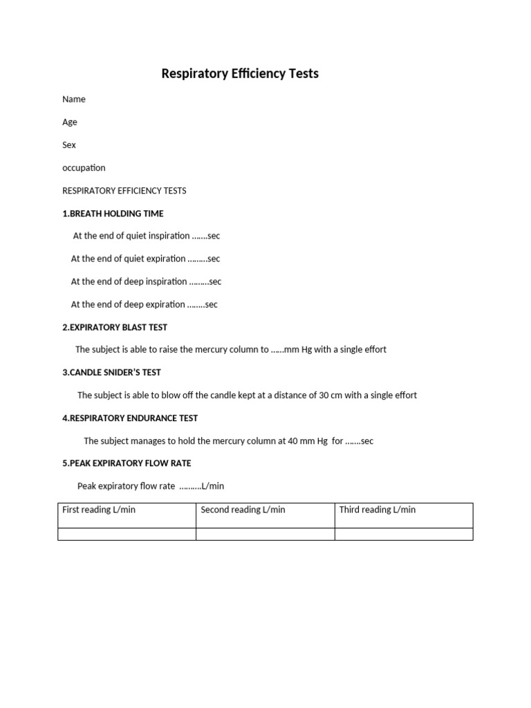 Respiratory Efficiency Test | PDF