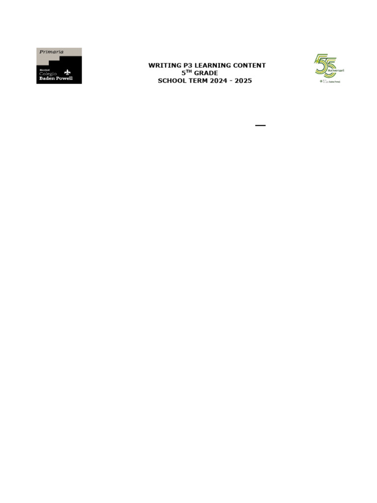 p3 5th Grade Writing Learning Content (1) | PDF