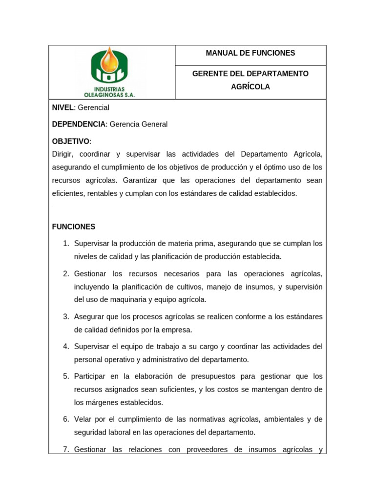 01_manual de Funciones | PDF | Calidad (comercial) | Presupuesto