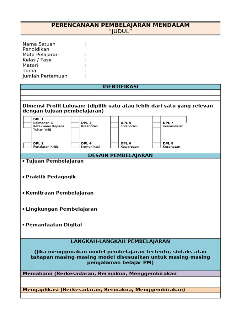 Template RPP (1) 2 | PDF