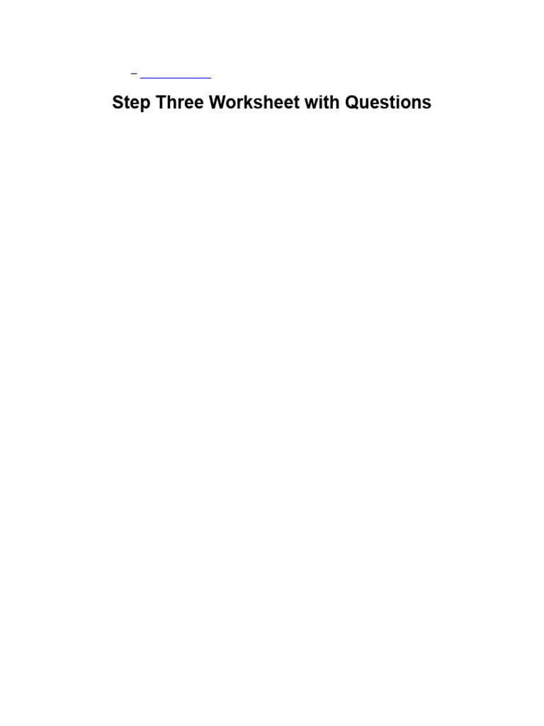 Worksheet For Step 3 of 12 Step Programs | PDF | Prayer | Psychological ...