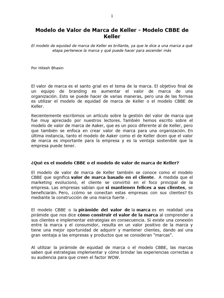 Modelo de Valor de Marca de Keller | PDF | Marca | Marketing