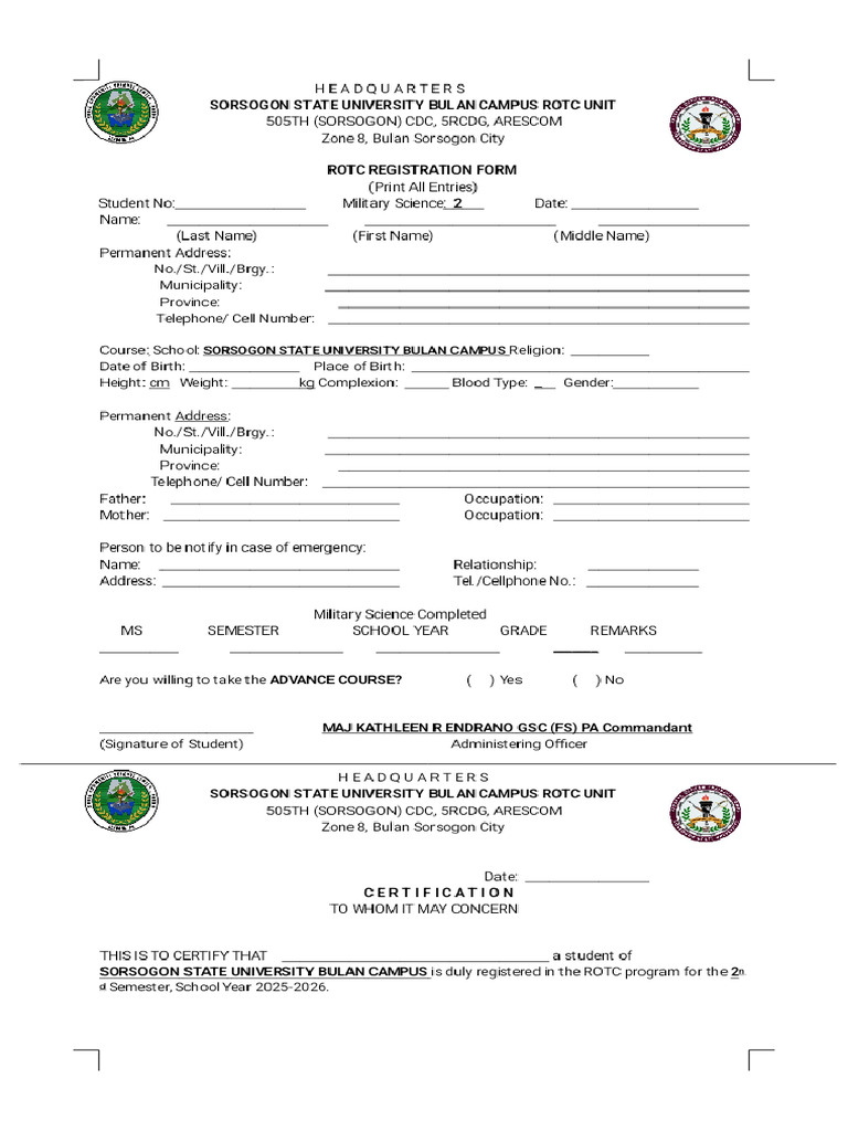 MS2 Registration Form | PDF