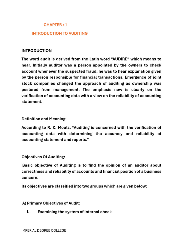 (PPA) CHAPTER 1. Introduction To Auditing Full Notes. | PDF | Audit ...