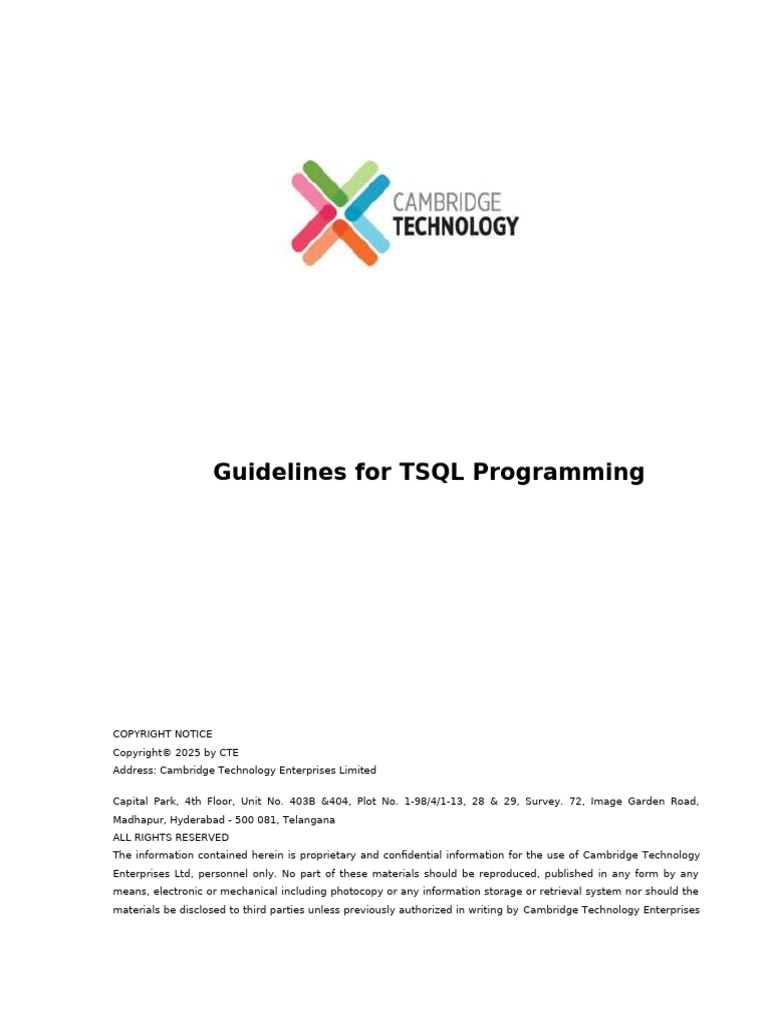 Guidelines For TSQL Programming | PDF | Parameter (Computer Programming ...