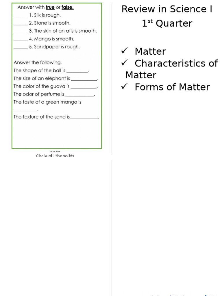 Science 1 Reviewer 1st Quarter | PDF