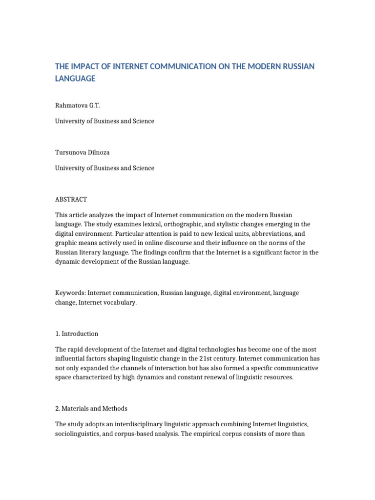 Internet Communication Russian Language | PDF
