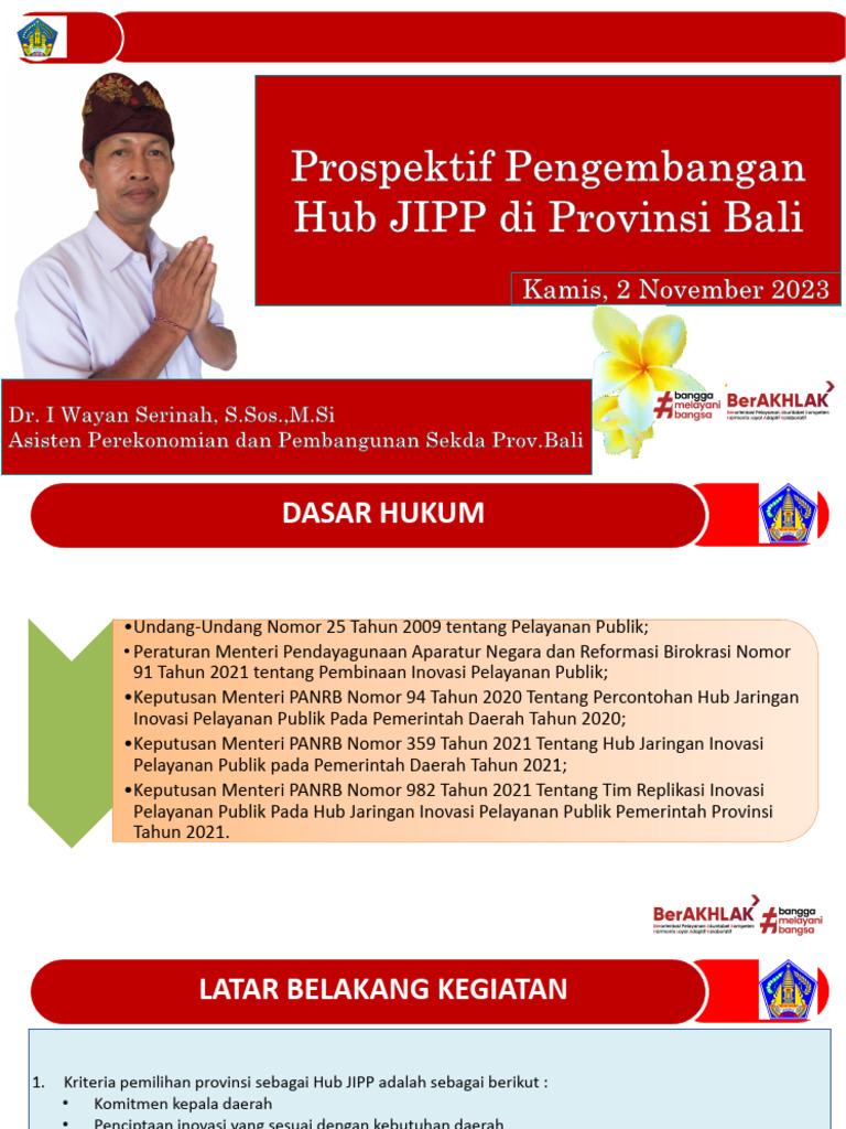 Prospektif Pengembangan Hub JIPP Di Prov - Bali, 2 Nov 2023 | PDF