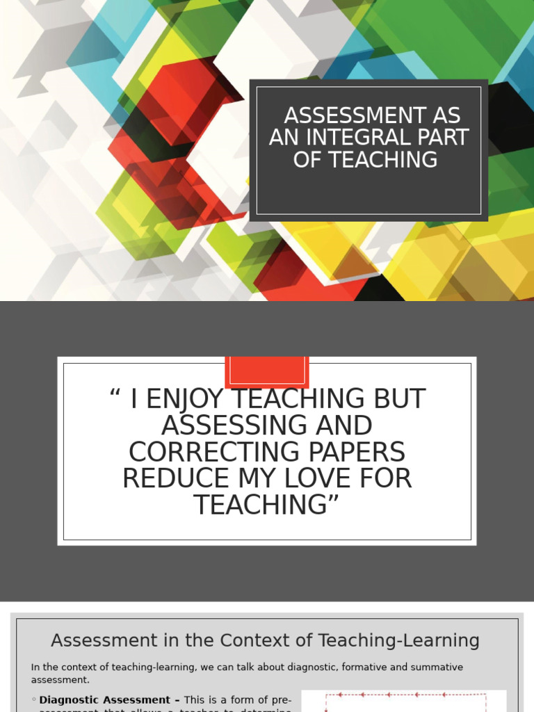 Week 1 Assessment As An Integral Part of Teaching | PDF | Educational ...