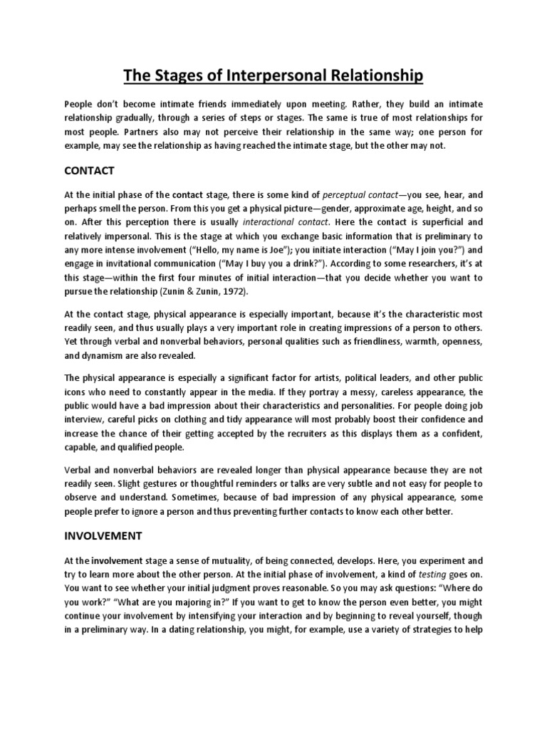 The Stages of Interpersonal Relationship | PDF | Intimate Relationships ...