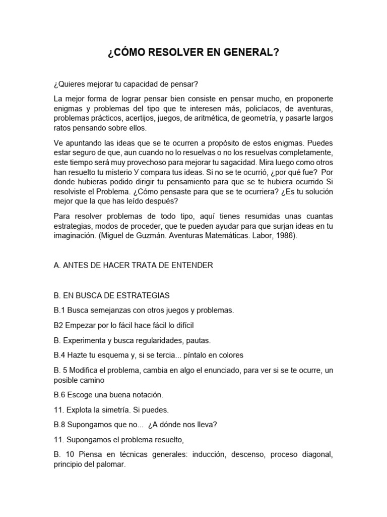 Como Resolver en General | PDF | Pensamiento